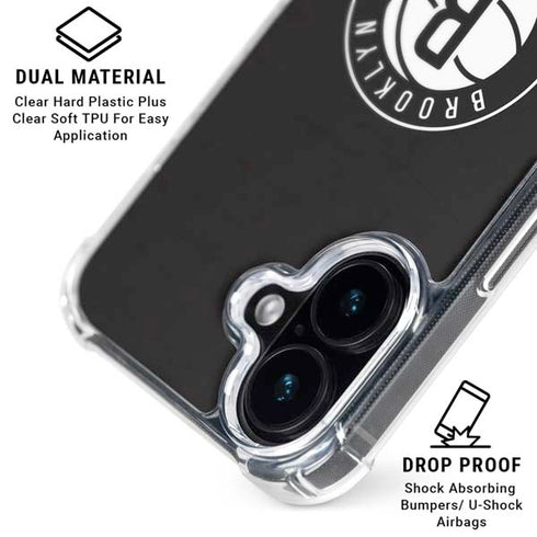 NBA Brooklyn Nets Distressed iPhone 16 Clear Case